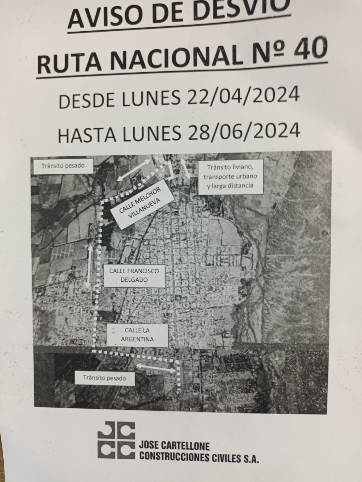 Cortes y desvió en la ruta 40 por dos meses "altura ingreso a Tunuyán ...