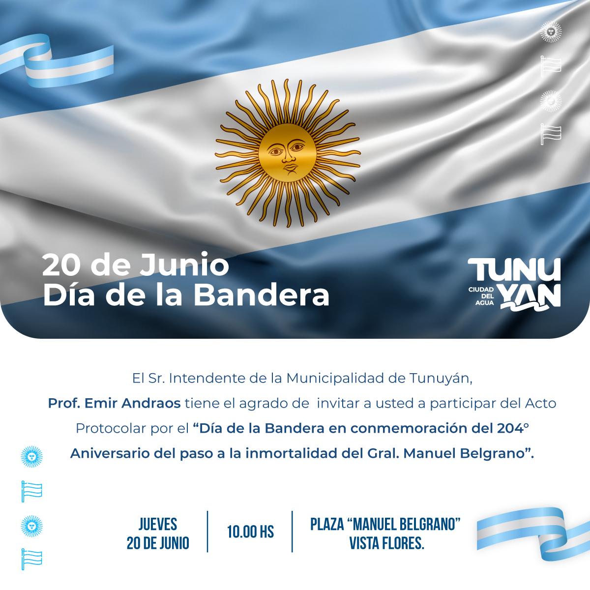 Tunuyán. Conmemora el día de la bandera este jueves desde las 10 horas ...